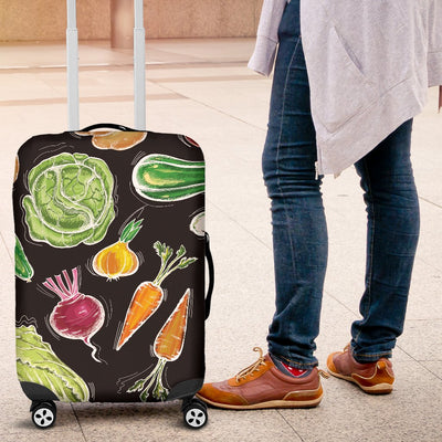Vegan Draw Themed Design Print Luggage Cover Protector