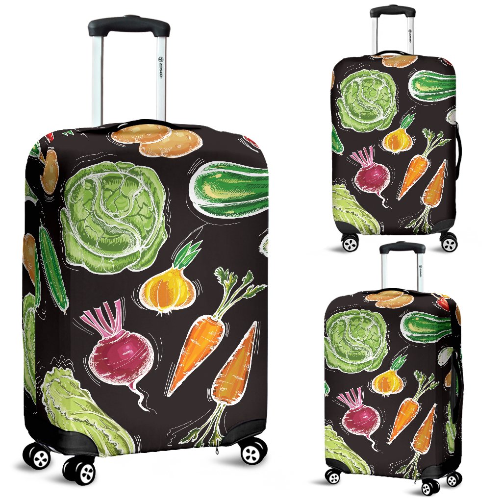 Vegan Draw Themed Design Print Luggage Cover Protector