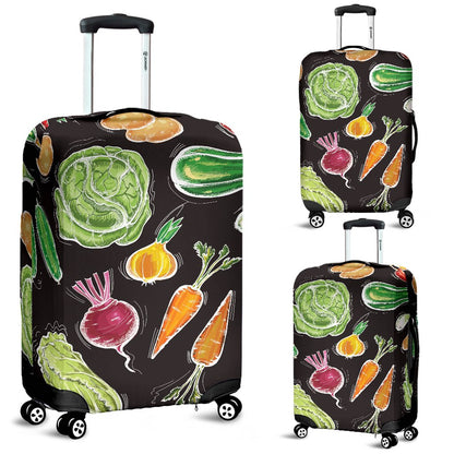Vegan Draw Themed Design Print Luggage Cover Protector
