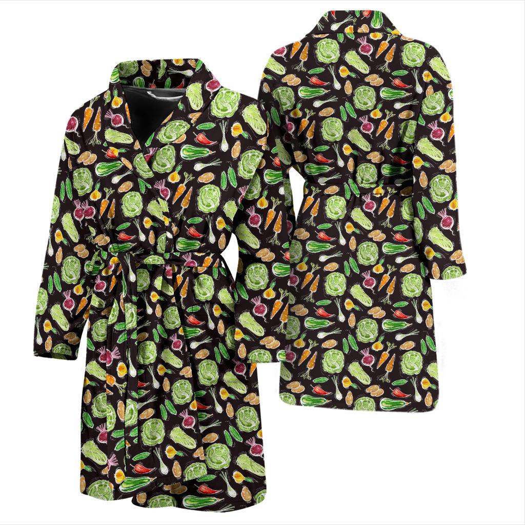 Vegan Draw Themed Design Print Men Bath Robe-JTAMIGO.COM