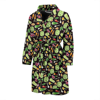 Vegan Draw Themed Design Print Men Bath Robe-JTAMIGO.COM