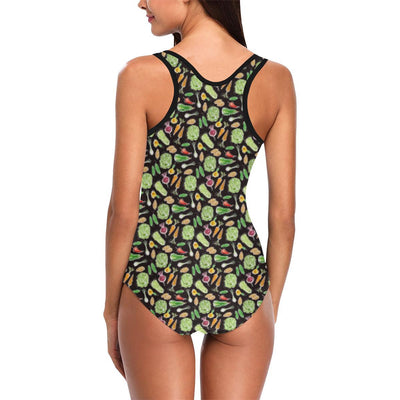 Vegan Draw Themed Design Print One Piece Swimsuit-JTAMIGO.COM