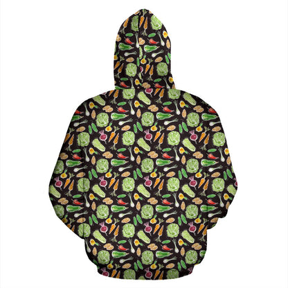 Vegan Draw Themed Design Print Pullover Hoodie