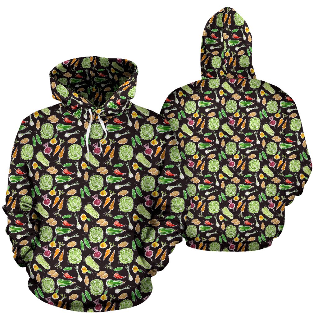 Vegan Draw Themed Design Print Pullover Hoodie