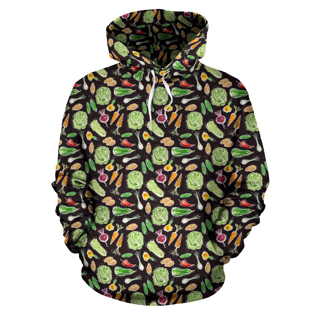 Vegan Draw Themed Design Print Pullover Hoodie