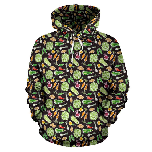 Vegan Draw Themed Design Print Pullover Hoodie