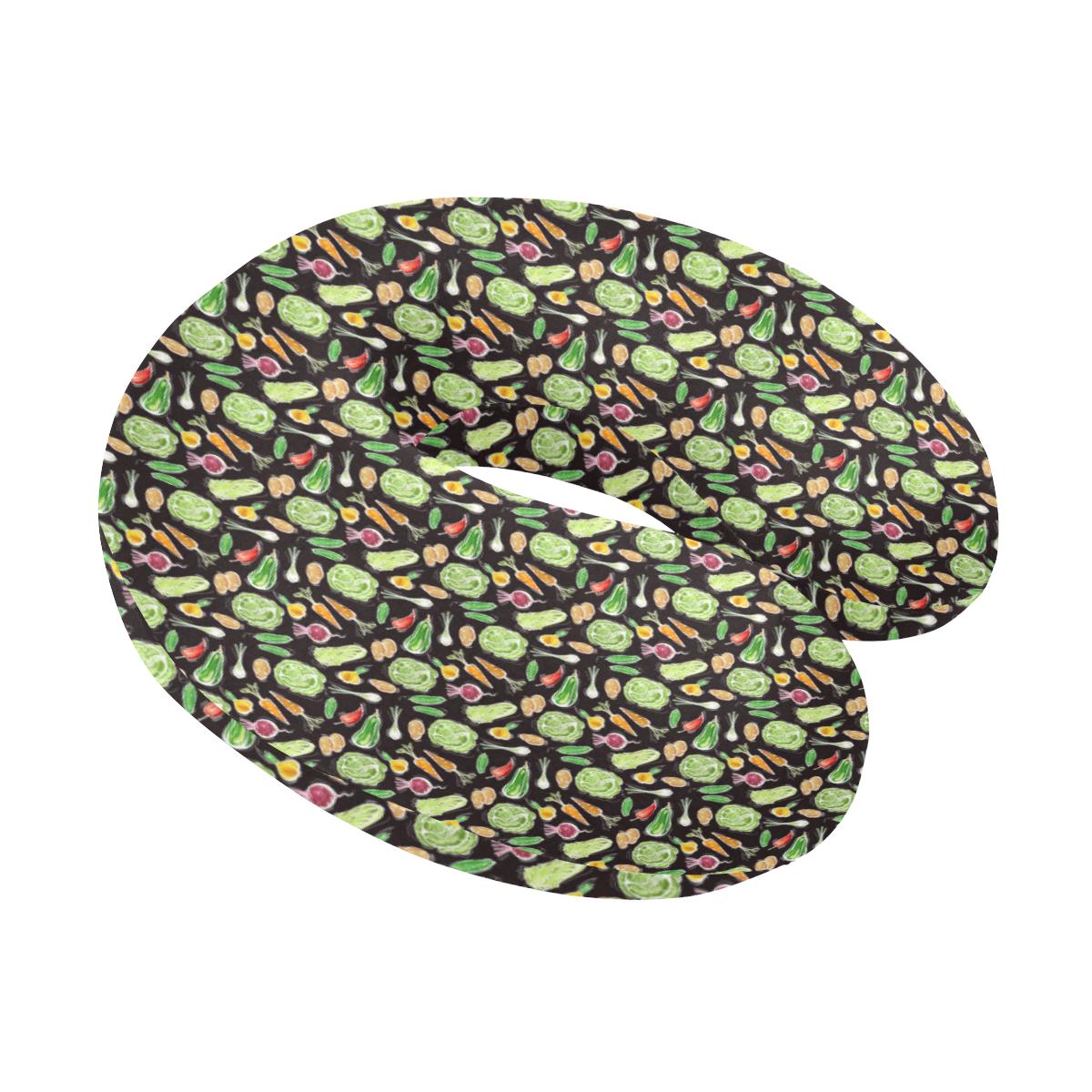 Vegan Draw Themed Design Print U-Shaped Travel Neck Pillow-JTAMIGO.COM