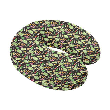 Vegan Draw Themed Design Print U-Shaped Travel Neck Pillow-JTAMIGO.COM