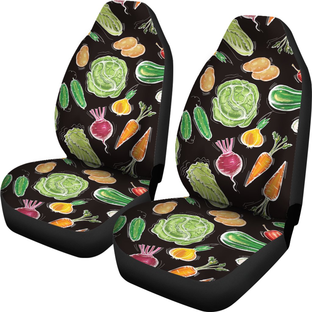 Vegan Draw Themed Design Print Universal Fit Car Seat Covers