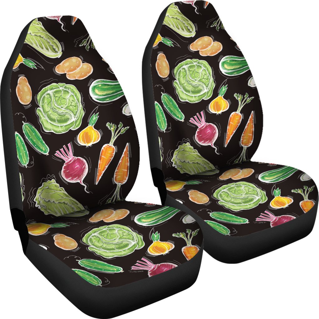Vegan Draw Themed Design Print Universal Fit Car Seat Covers
