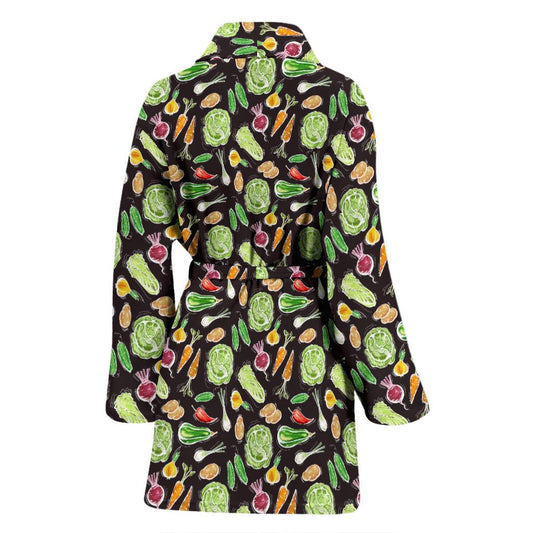 Vegan Draw Themed Design Print Women Bath Robe-JTAMIGO.COM