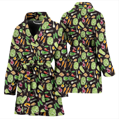 Vegan Draw Themed Design Print Women Bath Robe-JTAMIGO.COM