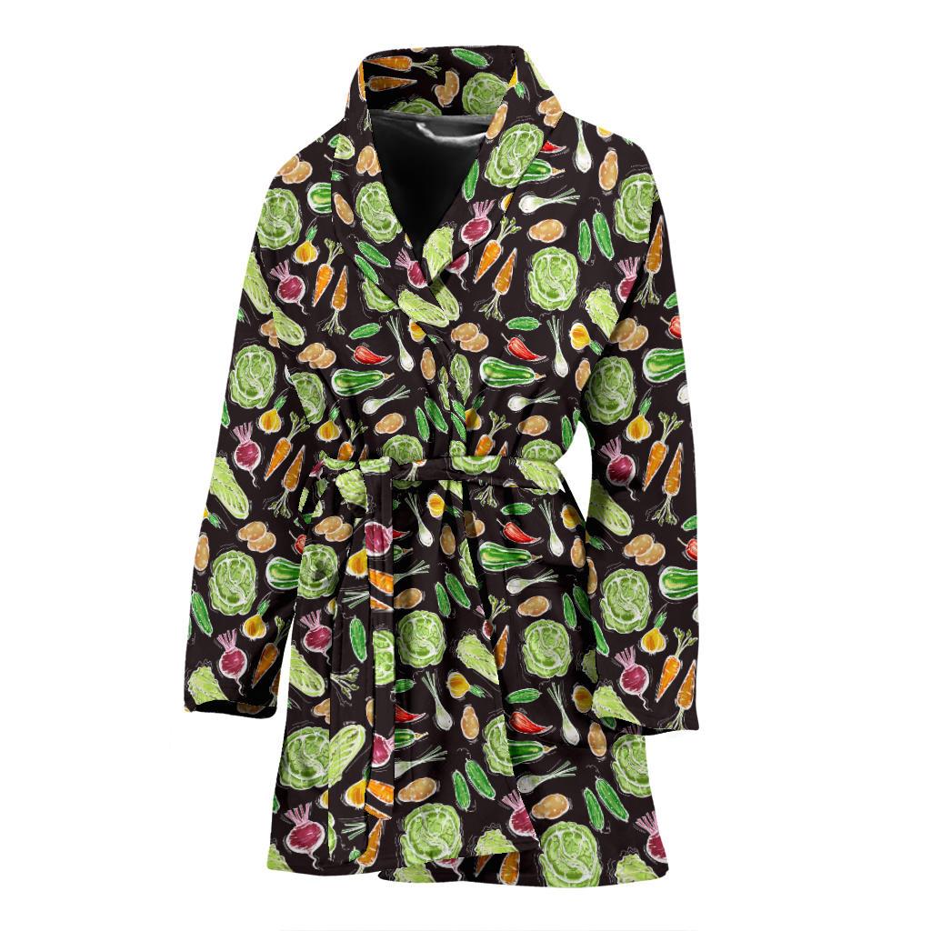 Vegan Draw Themed Design Print Women Bath Robe-JTAMIGO.COM