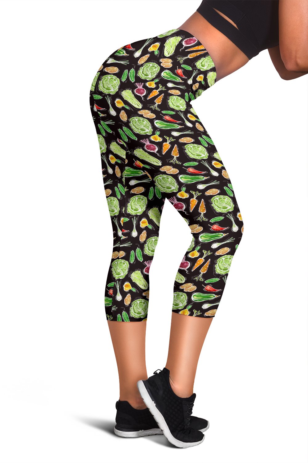 Vegan Draw Themed Design Print Women Capris
