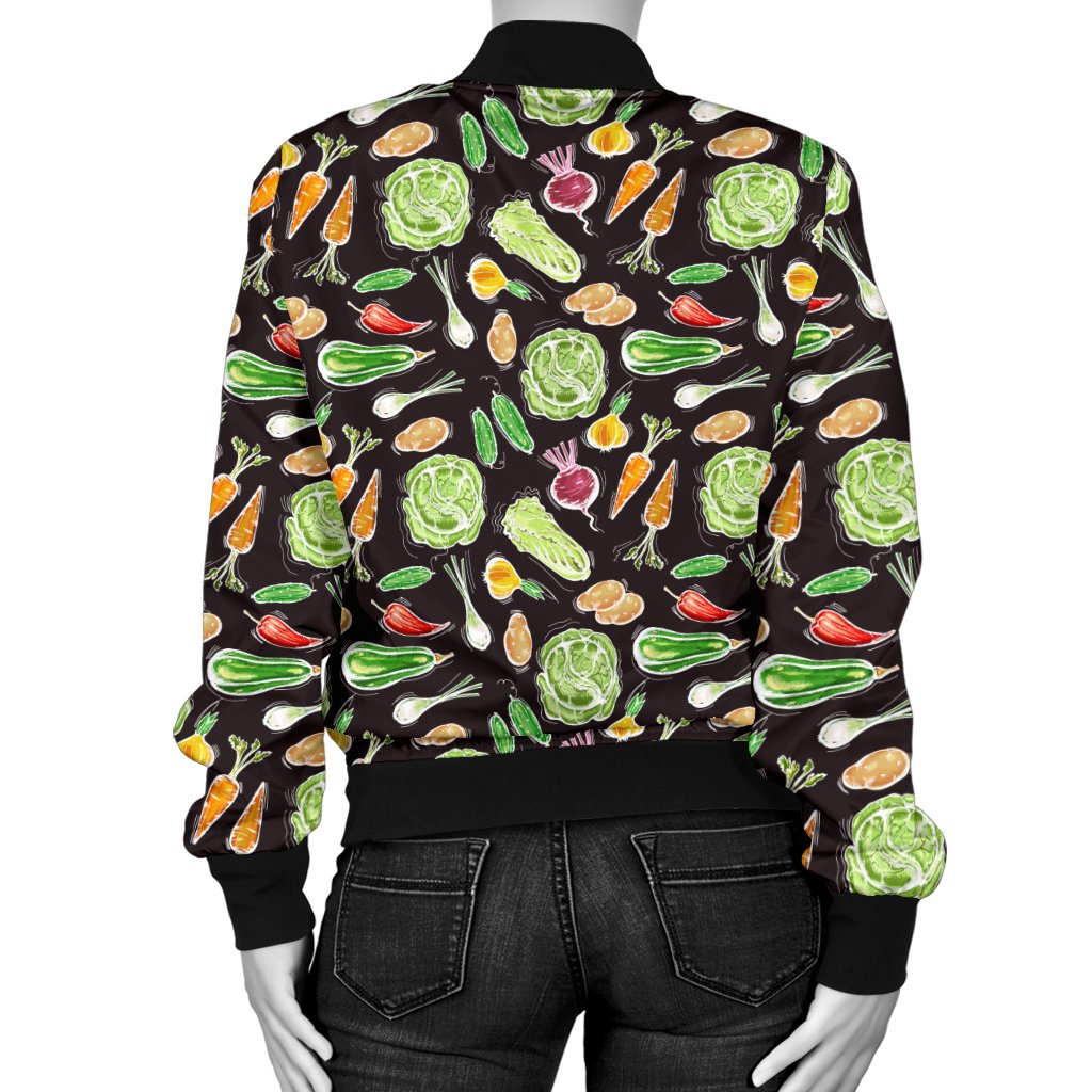 Vegan Draw Themed Design Print Women Casual Bomber Jacket