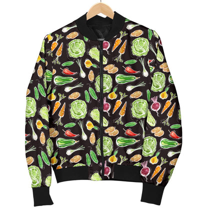 Vegan Draw Themed Design Print Women Casual Bomber Jacket