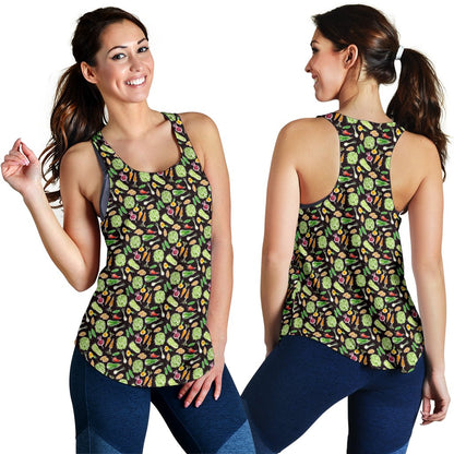 Vegan Draw Themed Design Print Women Racerback Tank Top