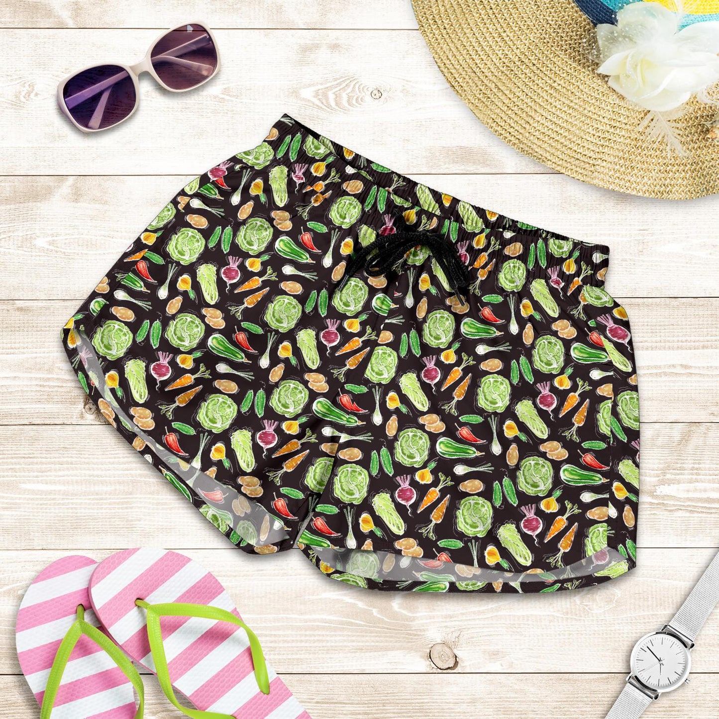 Vegan Draw Themed Design Print Women Shorts-JTAMIGO.COM