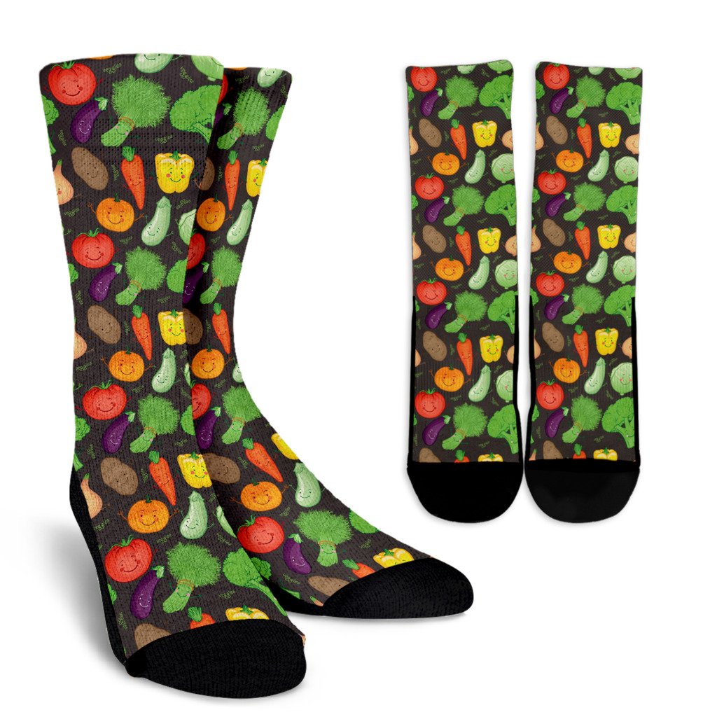 Vegan Funny Themed Design Print Crew Socks