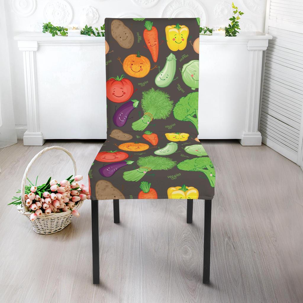 Vegan Funny Themed Design Print Dining Chair Slipcover-JTAMIGO.COM