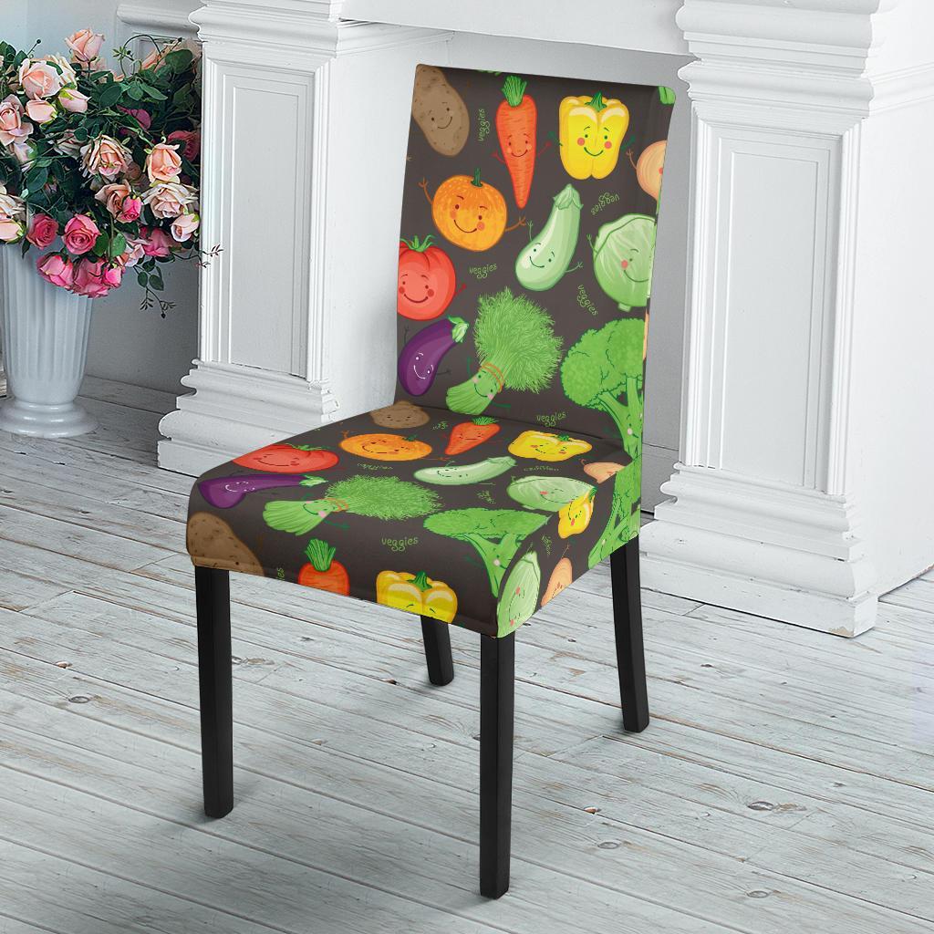 Vegan Funny Themed Design Print Dining Chair Slipcover-JTAMIGO.COM