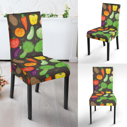 Vegan Funny Themed Design Print Dining Chair Slipcover-JTAMIGO.COM