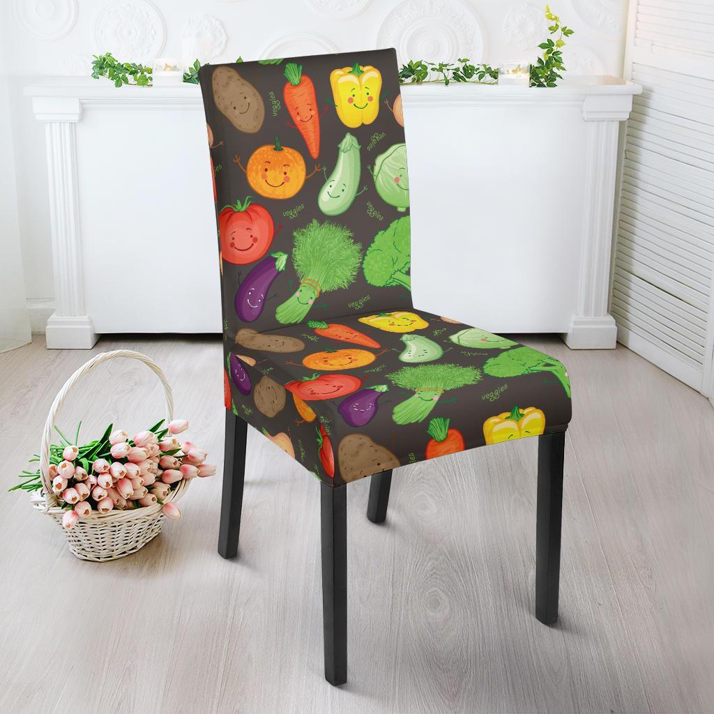 Vegan Funny Themed Design Print Dining Chair Slipcover-JTAMIGO.COM