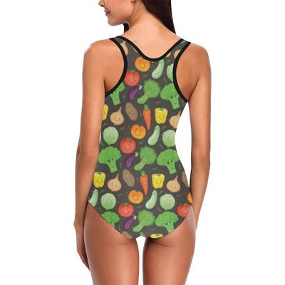 Vegan Funny Themed Design Print One Piece Swimsuit-JTAMIGO.COM