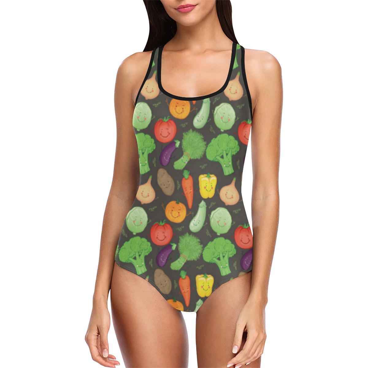 Vegan Funny Themed Design Print One Piece Swimsuit-JTAMIGO.COM