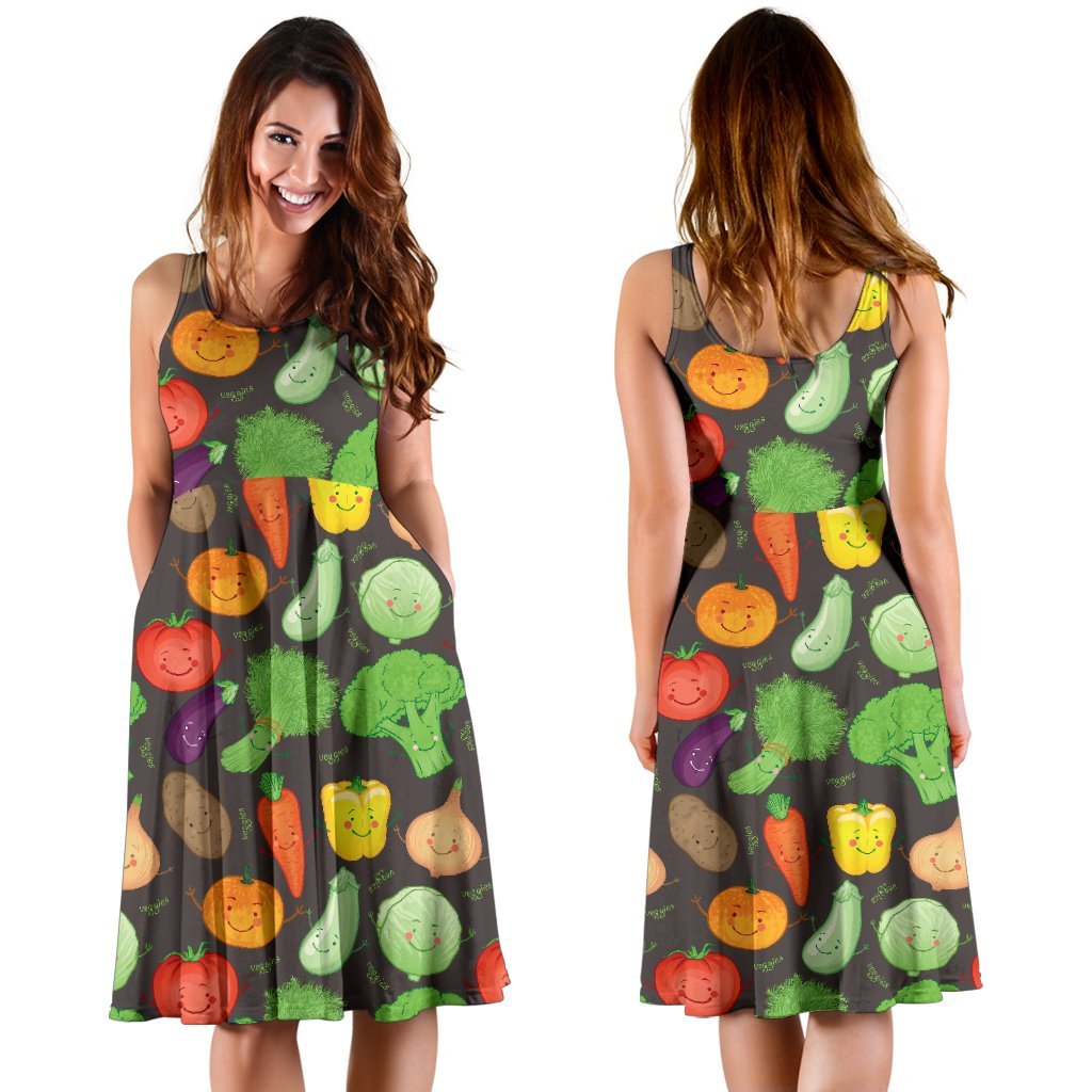 Vegan Funny Themed Design Print Sleeveless Dress