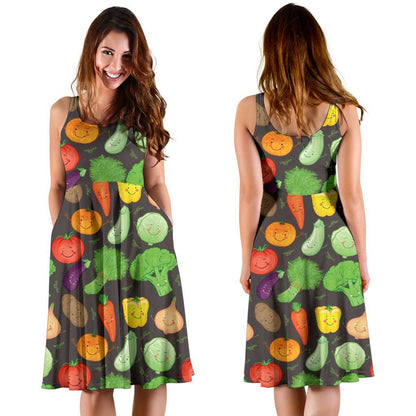 Vegan Funny Themed Design Print Sleeveless Dress