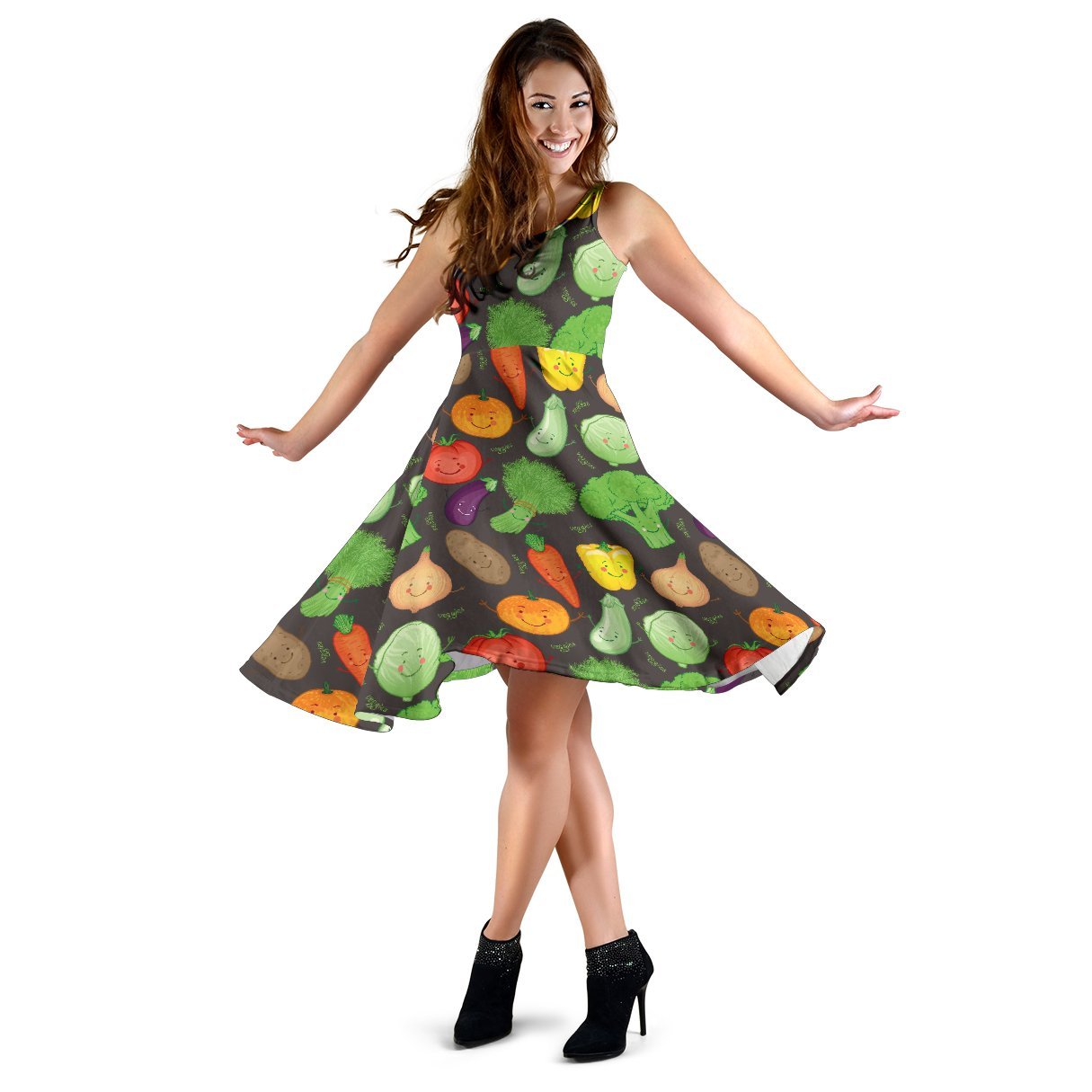 Vegan Funny Themed Design Print Sleeveless Dress