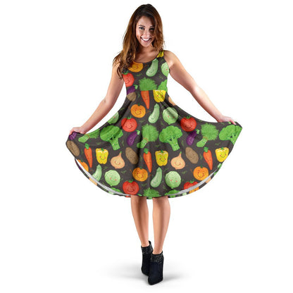 Vegan Funny Themed Design Print Sleeveless Dress
