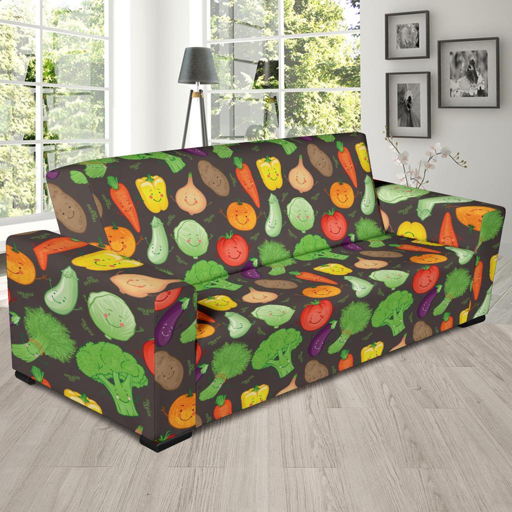 Vegan Funny Themed Design Print Sofa Slipcover-JTAMIGO.COM