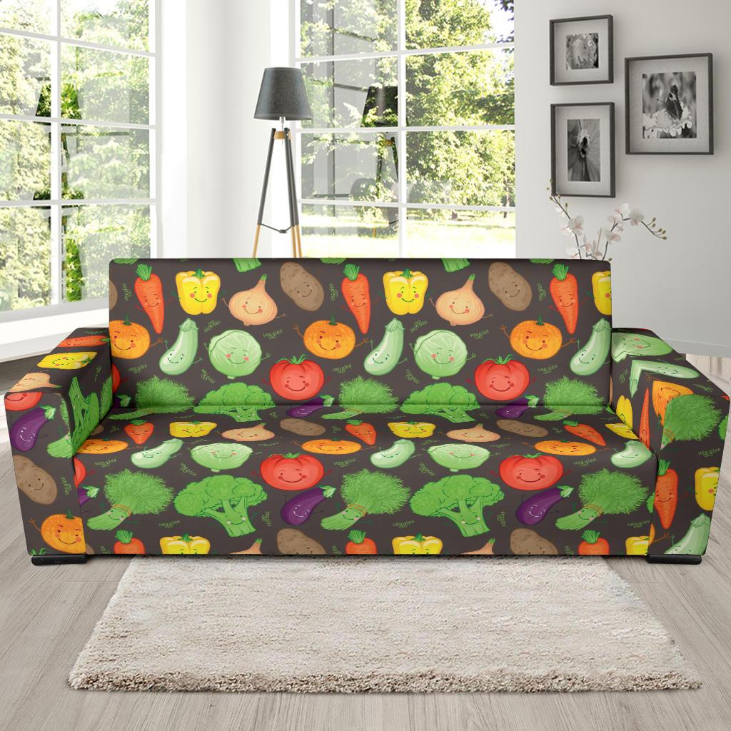 Vegan Funny Themed Design Print Sofa Slipcover-JTAMIGO.COM