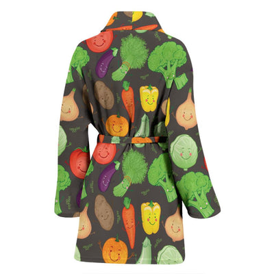 Vegan Funny Themed Design Print Women Bath Robe-JTAMIGO.COM