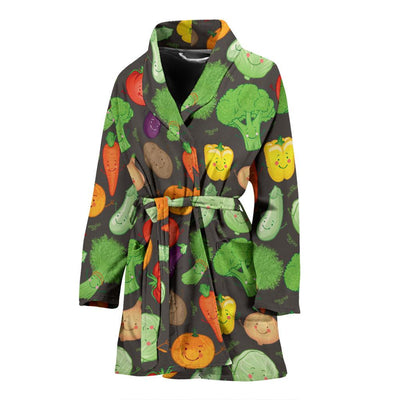 Vegan Funny Themed Design Print Women Bath Robe-JTAMIGO.COM