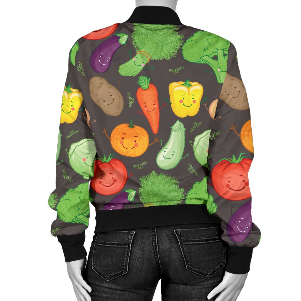 Vegan Funny Themed Design Print Women Casual Bomber Jacket
