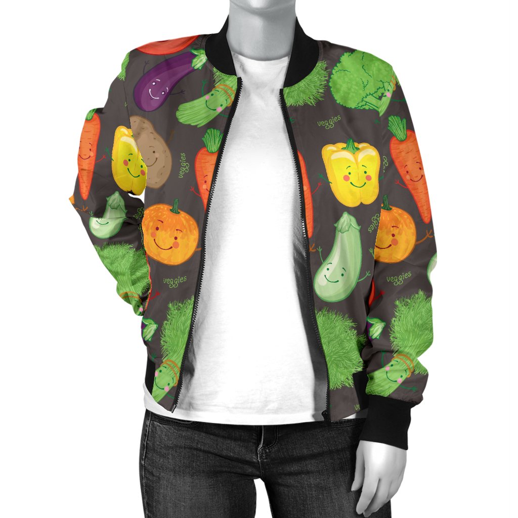 Vegan Funny Themed Design Print Women Casual Bomber Jacket