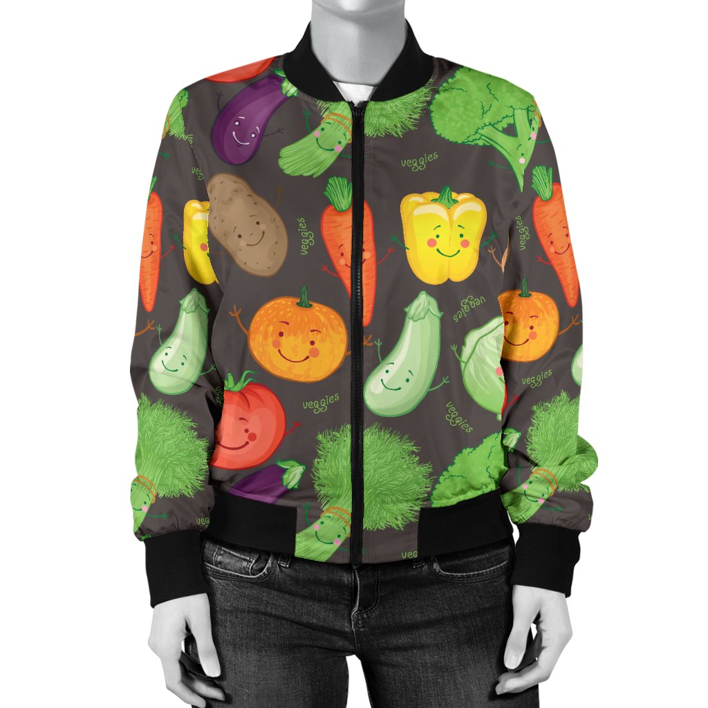 Vegan Funny Themed Design Print Women Casual Bomber Jacket