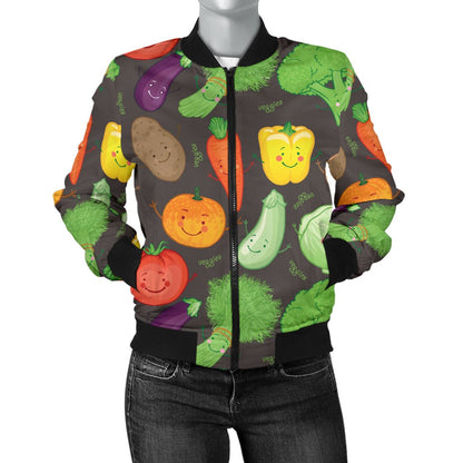 Vegan Funny Themed Design Print Women Casual Bomber Jacket