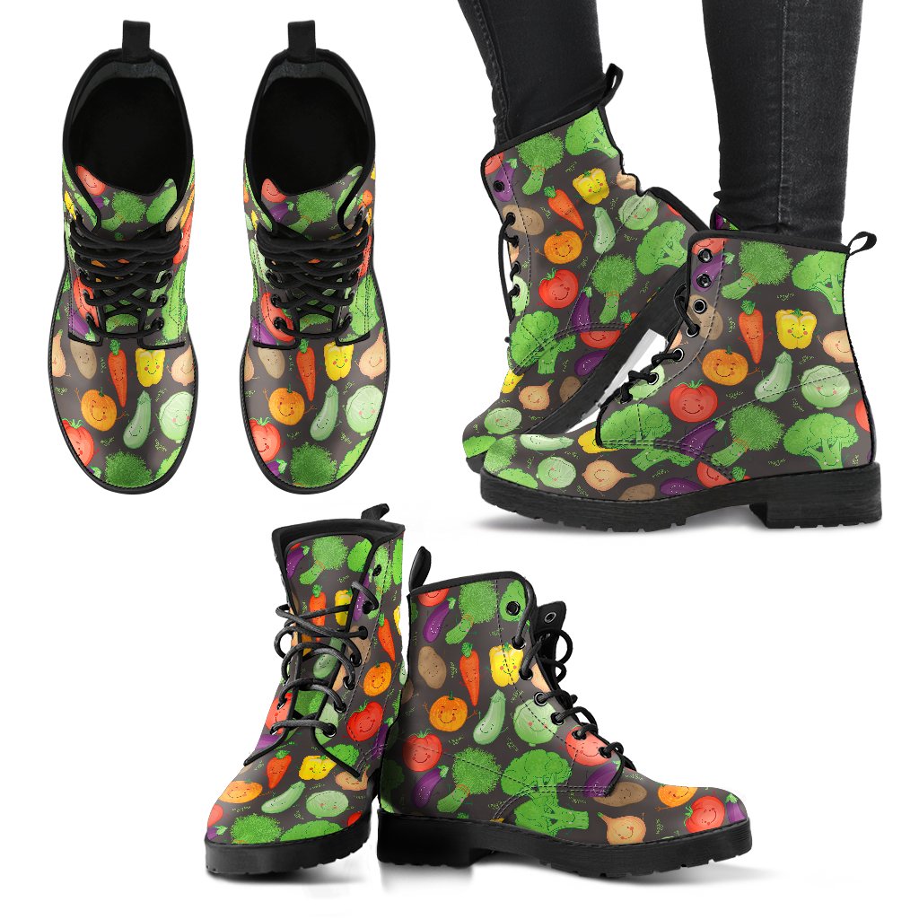 Vegan Funny Themed Design Print Women Leather Boots-JTAMIGO.COM