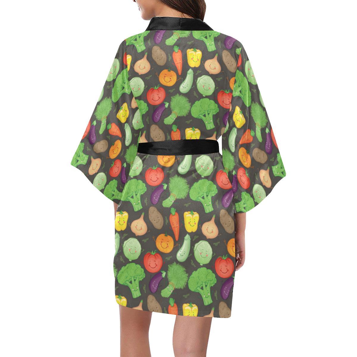 Vegan Funny Themed Design Print Women Short Kimono Robe
