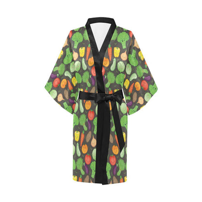 Vegan Funny Themed Design Print Women Short Kimono Robe