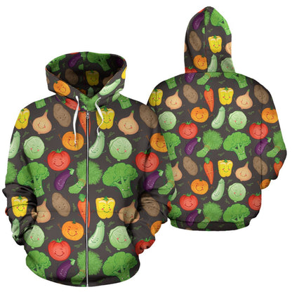Vegan Funny Themed Design Print Zip Up Hoodie