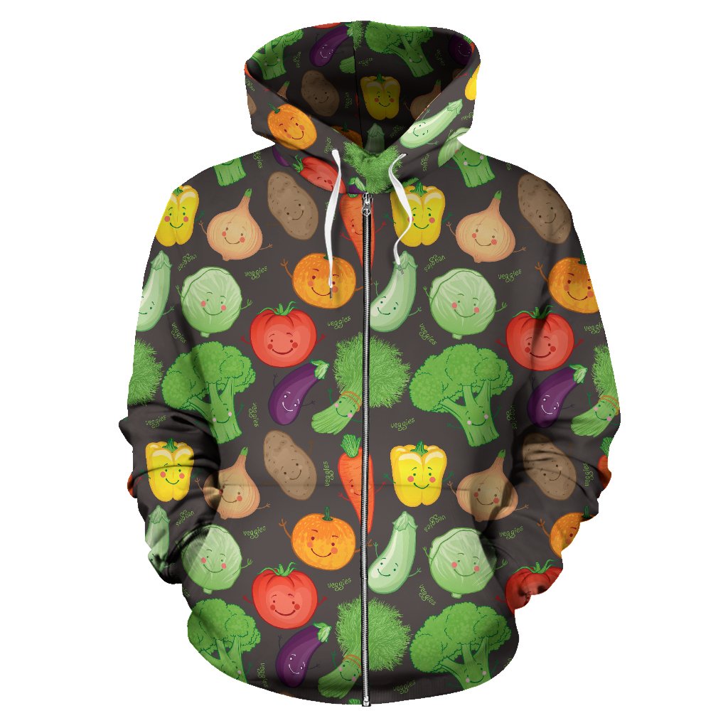 Vegan Funny Themed Design Print Zip Up Hoodie