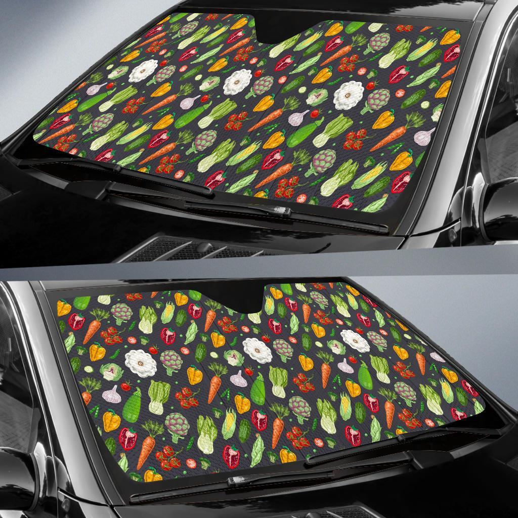 Vegan Pattern Themed Design Print Car Sun Shade For Windshield