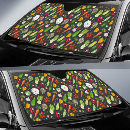 Vegan Pattern Themed Design Print Car Sun Shade For Windshield