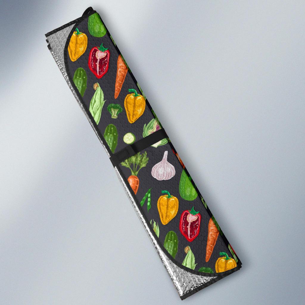 Vegan Pattern Themed Design Print Car Sun Shade For Windshield