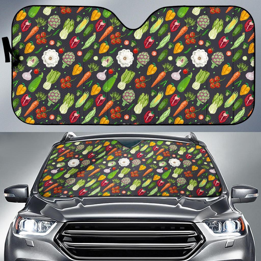Vegan Pattern Themed Design Print Car Sun Shade For Windshield